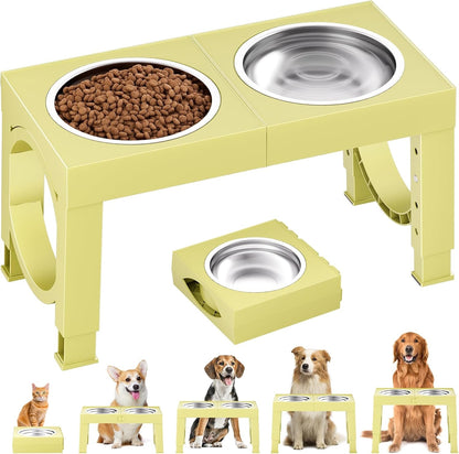 XIAZ Elevated Dog Bowls Large Breed Raised Dogs Bowl Stand Large/Medium Sized Dog Stainless Steel Food Water Bowl Stands 5 Heights Adjustable 9/11/12/14In Black Pet Feeder Dish Station13