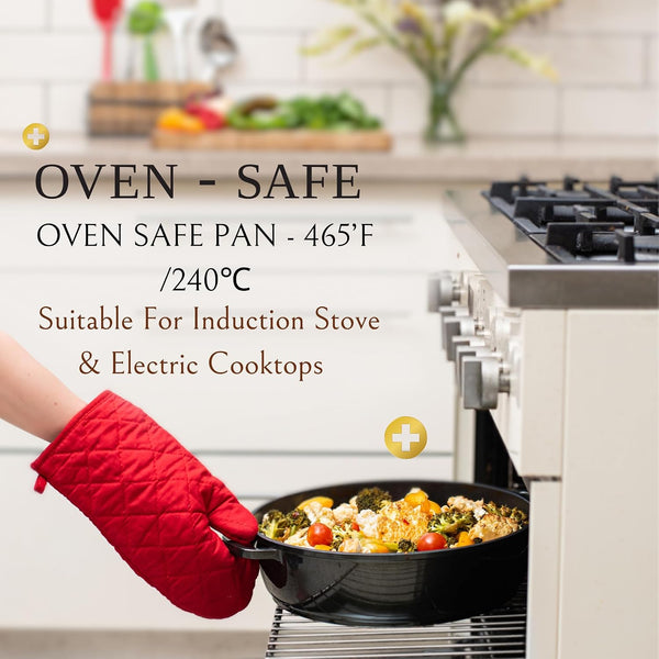 12 Inch Nonstick Large Skillet with Lid, 5 Quart Deep Saute Pan, Dishwasher & Oven Safe, Double Handled Frying Pan with Lid, PFOA Free Induction Compatible Cookware4