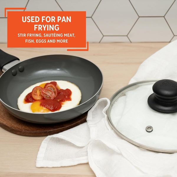 7 Inch Chef Cera Aluminum Ceramic Fry Pan with Glass Lid, Gray | Ceramic Nonstick Coating, Glass Lid with Cool-Touch Handle, Ideal for Pan-Frying, Great for Everyday Home Cooking6