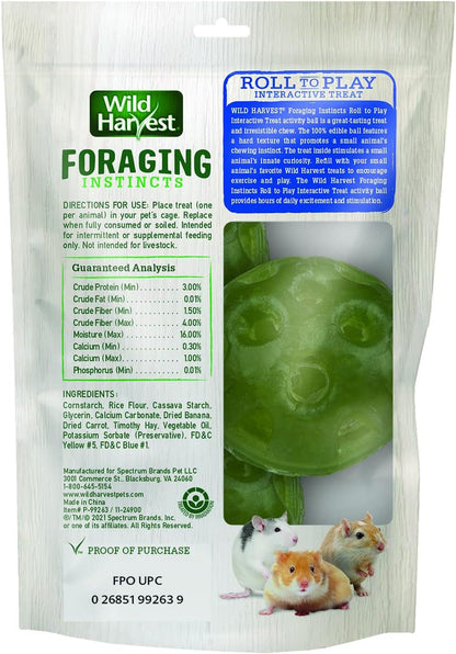 Wild Harvest® Foraging Instincts Roll N’ Play Interactive Treat, 3 Count, for Pet Mice, Rats, Hamsters and Gerbils, 2.30 Ounce (Pack of 1)2