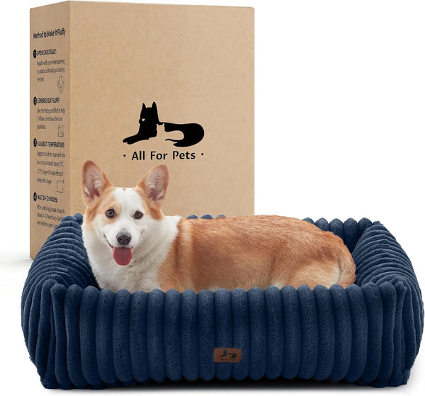 Cute Dog Bed for Small Dogs & Cats,Washable Fluffy Cat Beds for Indoor Cats, Rectangle Orthopedic Memory Foam Puppy Beds with Anti-Slip Bottom, 20 X19 X 7 Inches, Cream(20X19X6Inchs)17