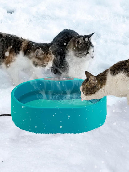 3.7L Heated Water Bowl for Outdoor Dogs Cats - 30W Thermostatic Control Heating Pet Bowl with 6.6Ft Bite-Proof Cord for Winter Chickens5