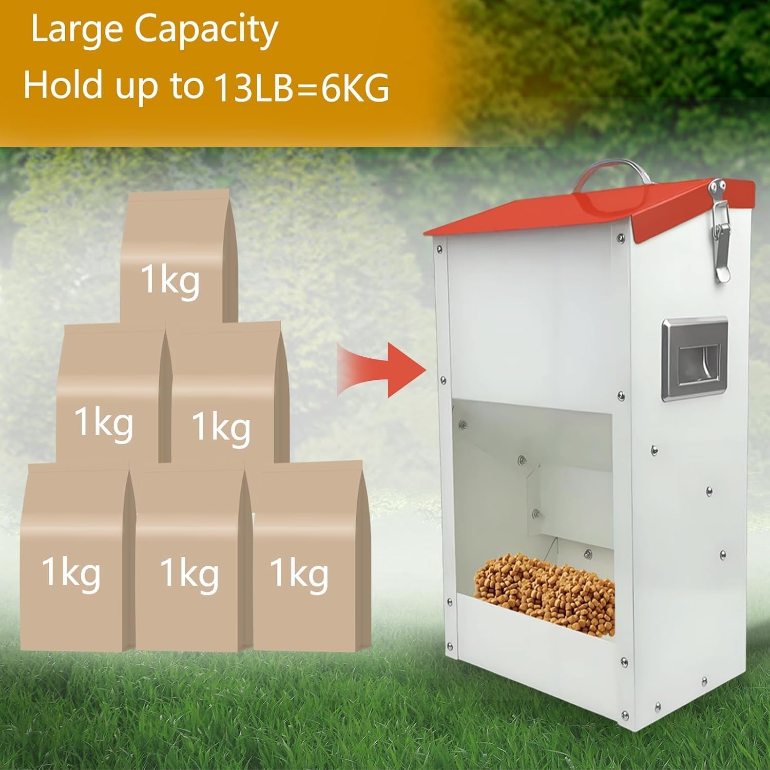 gravity-automatic-cat-feeder-galvanized-small-animal-feeding-trough-food-dispenser-for-cats-puppy-13l-outdoor-pets-feeder