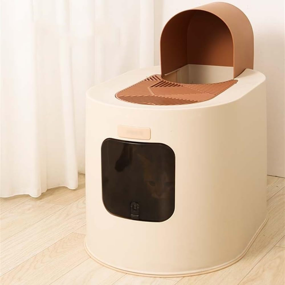 pet-supplies-large-hooded-cat-litter-box-with-lid-anti-splash-easy-clean-traybrown