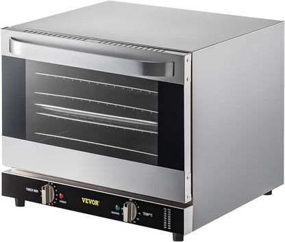 Commercial Convection Oven, 66L/60Qt, Half-Size Conventional Oven Countertop, 1800W 4-Tier Toaster W/Front Glass Door, W/Trays Wire Racks Clip Gloves, 120V | 60Qt, 1800W, 4-Tier Toaster,Front Glass Door, Electric Baking Oven with Tray & Wire Racks Included, for Bakery, 120V, 5-15P9