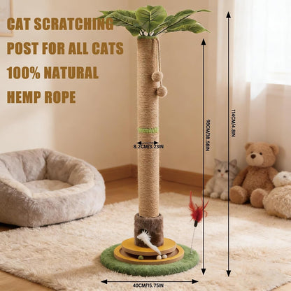 44" Tall Palm Tree Cat Scratching Post with Sisal Rope,Dangling Balls,Natural Healthy Catnip Balls,Cat Toy Mouse Hole,Interactive Wooden Ball & Cats Wand for Indoor Cats Adults and Kitten2