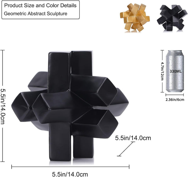 Black Knot Decor Knick Knacks for Shelves, Black Geometric Sculpture Statue Modern Decorative Objects Shelf, Black Home Décor Accents, Minimalist Bookcase Tv Stand Coffee Table Entrance Decor Objects2