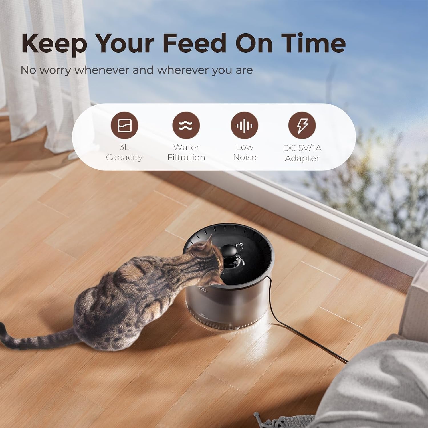 imipaw-automatic-cat-feeder-and-water-fountain-timed-dry-food-dispenser-programmable-portion-control-1-6-meals-per-day-desiccant-bag-cat-fountains-for-drinking-with-filter-small-pets-3l-combo