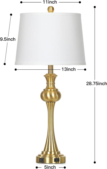 28.75" Gold Table Lamps Modern 3-Way Touch Control Dimmable Bedside Lamp with USB A+C Ports & AC Outlets for Living Room Bedroom Nightstand Lamp (Bulb Included)7