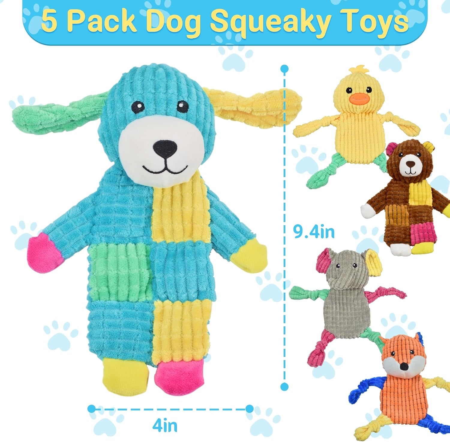 lechong-5pcs-squeaky-dog-toys-large-crinkle-dog-toys-for-large-medium-and-small-dogs-puppy-toys-to-keep-them-busy-great-value-dog-toy-bundle