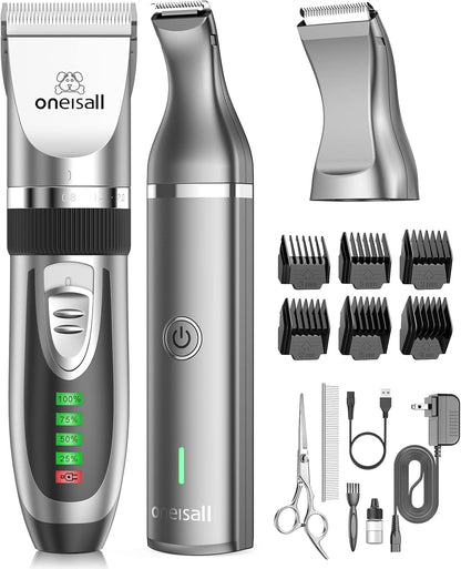 Oneisall Dog Clippers and Paw Trimmer Kit for Small Large Dogs Cats | Low Noise, Powerful Motor, Cordless & Long Battery Life, Simple for Beginners, 6 Guide Combs, Removable & Rinsable Blade8