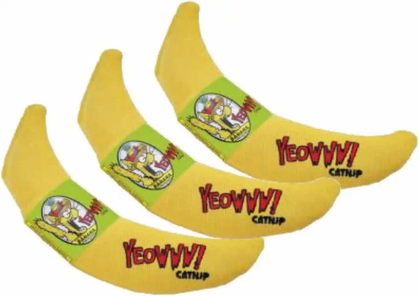 Yeowww! 100% Organic Catnip Toy, Yellow Banana 3 Pack1