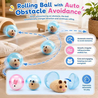 2026 Self-Rolling Interactive Cat Ball, Moving Rolling Cat Ball 360° Rolling Spin Moving Cat Ball, Cute Pet Rotating Toys, Fun Indoor Interactive Pet Ball for Cats Dogs Chasing ((Pink, Little Rabbit))5