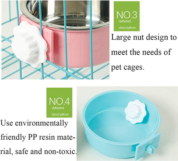 Stainless Steel Removable Pet Food Bowl, Anti-Overturn Water Feeder Container, Suitable for Small Dog/Cat/Rabbit, 2 Set of Crate Bowls, Easy to Install and Clean6