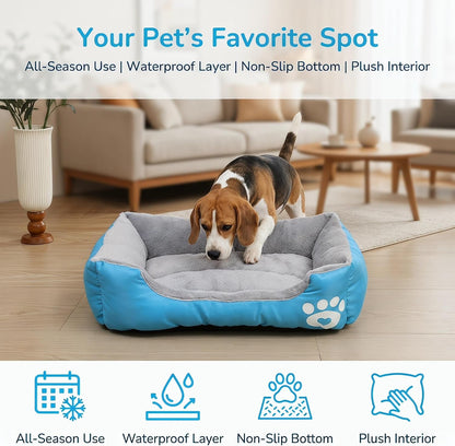 Plush Dog Bed for Small to Large Dogs - Rectangular Polyester Pet Bed with Paw Print Design, Soft & Comfortable Indoor/Outdoor Use, Dog Bed for Small, Indoor Pet Furniture, Durable Pet Bed6