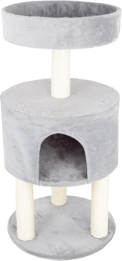 20.5-Inch Cat Condo - 2 Story Cat House with Sisal Scratch Pad, Barrel Shaped Pet House Covered in Soft Fabric by PETMAKER (Gray)7