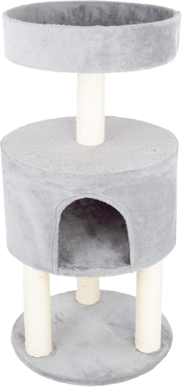 20.5-Inch Cat Condo - 2 Story Cat House with Sisal Scratch Pad, Barrel Shaped Pet House Covered in Soft Fabric by PETMAKER (Gray)7