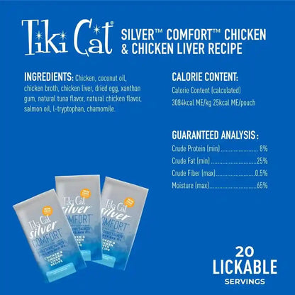 Tiki Cat® Silverâ„¢ Comfort Chicken & Chicken Liver Recipe 5.6 Oz. (20/.28Oz) (20 Sachets)3