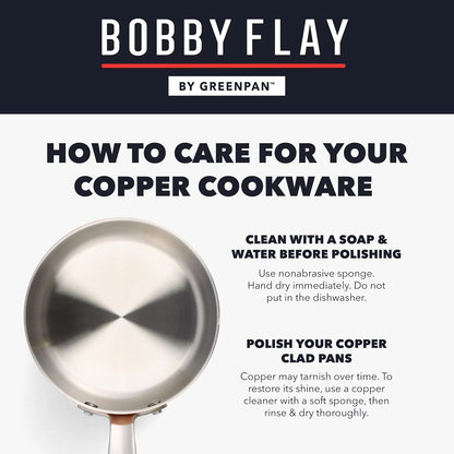 X Bobby Flay 8 Piece Copper Clad Pots & Pans, Induction Ready Cookware, Measurement Markings, Stainless Steel Base & Interior, Oven Safe to 500˚F10