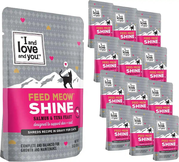 I and LOVE and YOU Feed Meow Tummy Wet Cat Food - Tuna + Pumpkin - Digestion Support, Grain Free, Shredded, 3Oz Pack of 128
