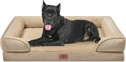 Comfort Expression Orthopedic Dog Bed for Extra Large Dogs with Bolster | Waterproof Dog Couch Bed with Washable Cover & Non-Slip Bottom, Supportive Egg Crate Foam XL Pet Bed, 42X30 Inch107