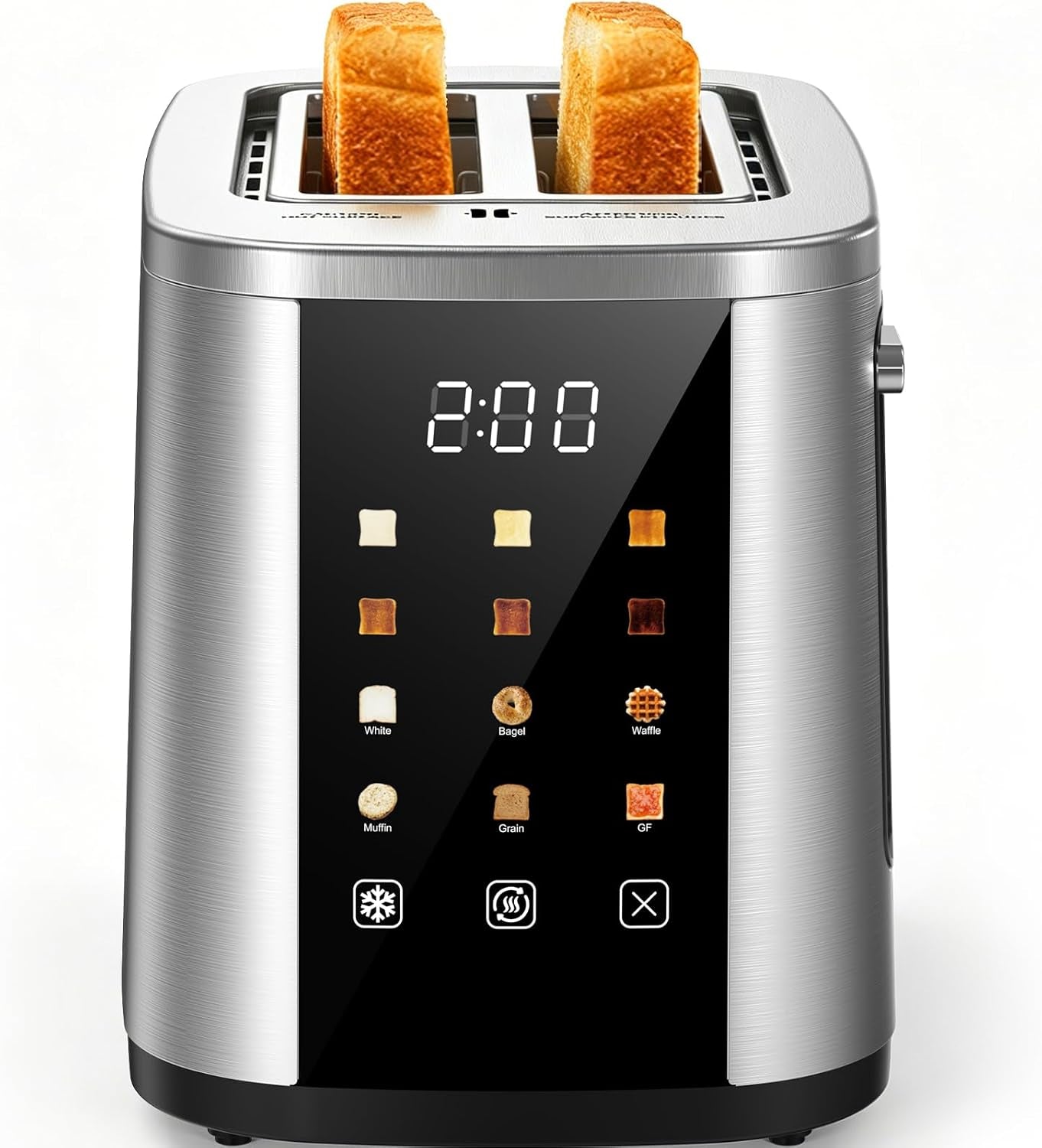 2-slice-toaster-with-touch-screen-1-5-extra-wide-slots-for-bagels-thick-bread-stainless-steel-digital-countdown-timer-6-shade-settings-defrost-reheat-cancel-removable-crumb-tray