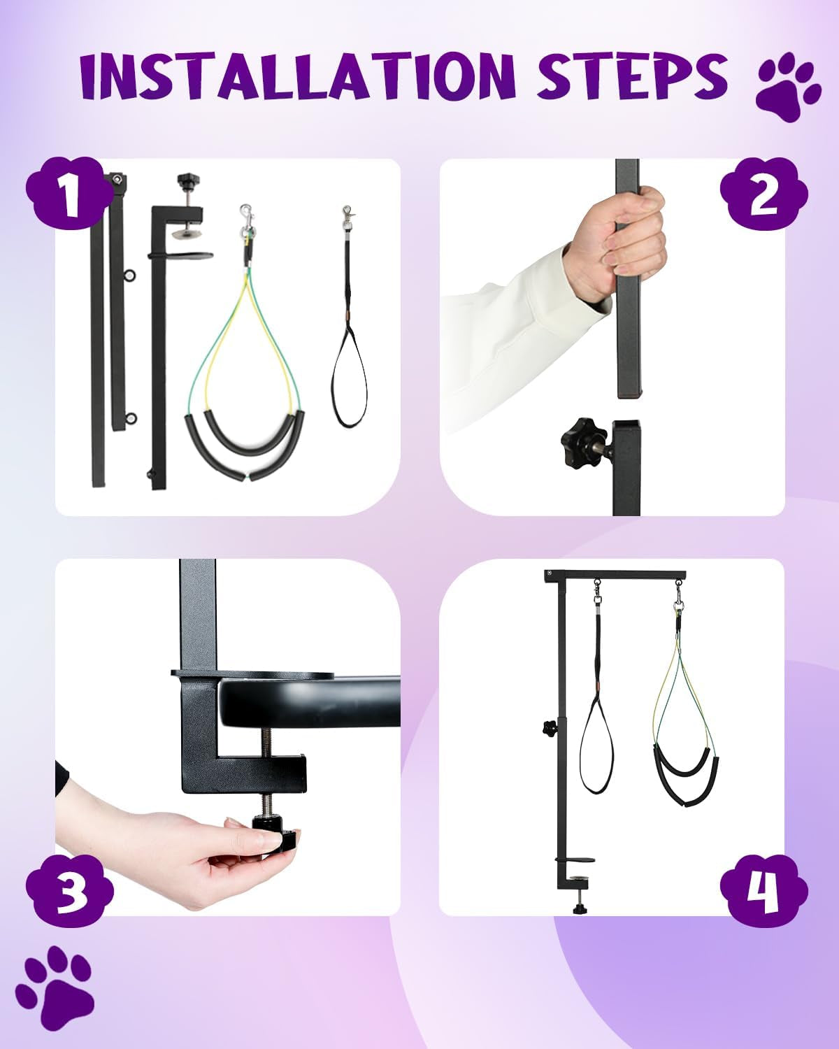 adjustable-dog-grooming-arm-with-clamp-dog-grooming-hammock-and-loop-noose-metal-dog-grooming-table-arm-adjustable-height-17-35-no-sit-haunch-holder-grooming-restraint-for-small-medium-dogs
