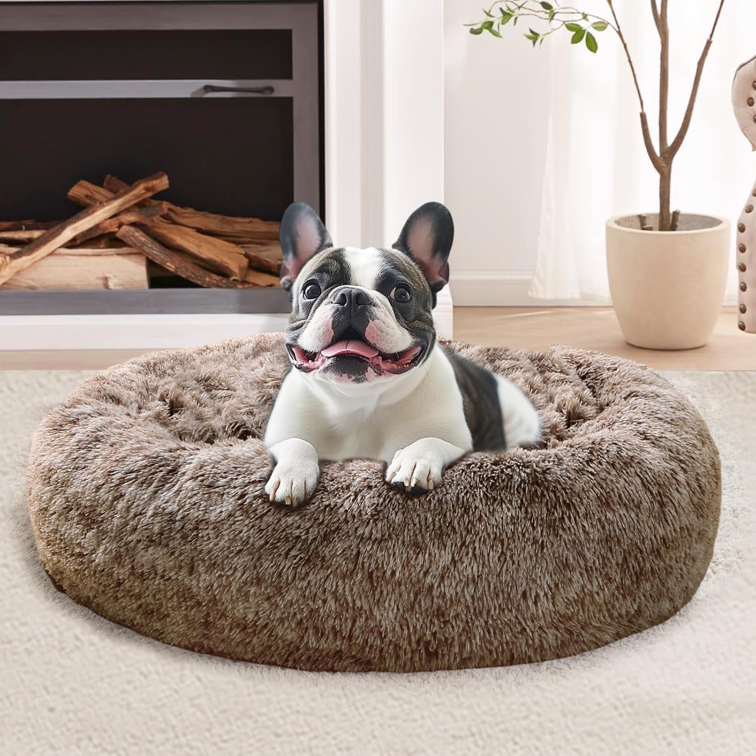 jollyvogue-small-dog-bed-calming-dog-beds-for-small-dogs-indoor-cats-20-inches-donut-washable-cat-bed-for-kittens-puppies-round-fluffy-plush-faux-fur-pet-bedssmoke-grey