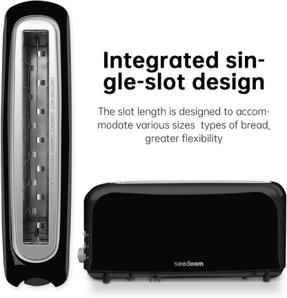 2 Slice Slim Toaster, 10" Long Slot, 6 Shade Settings, Black | Long Slot, 6 Shade Settings, Cancel/Reheat/Defrost, Removable Crumb Tray3