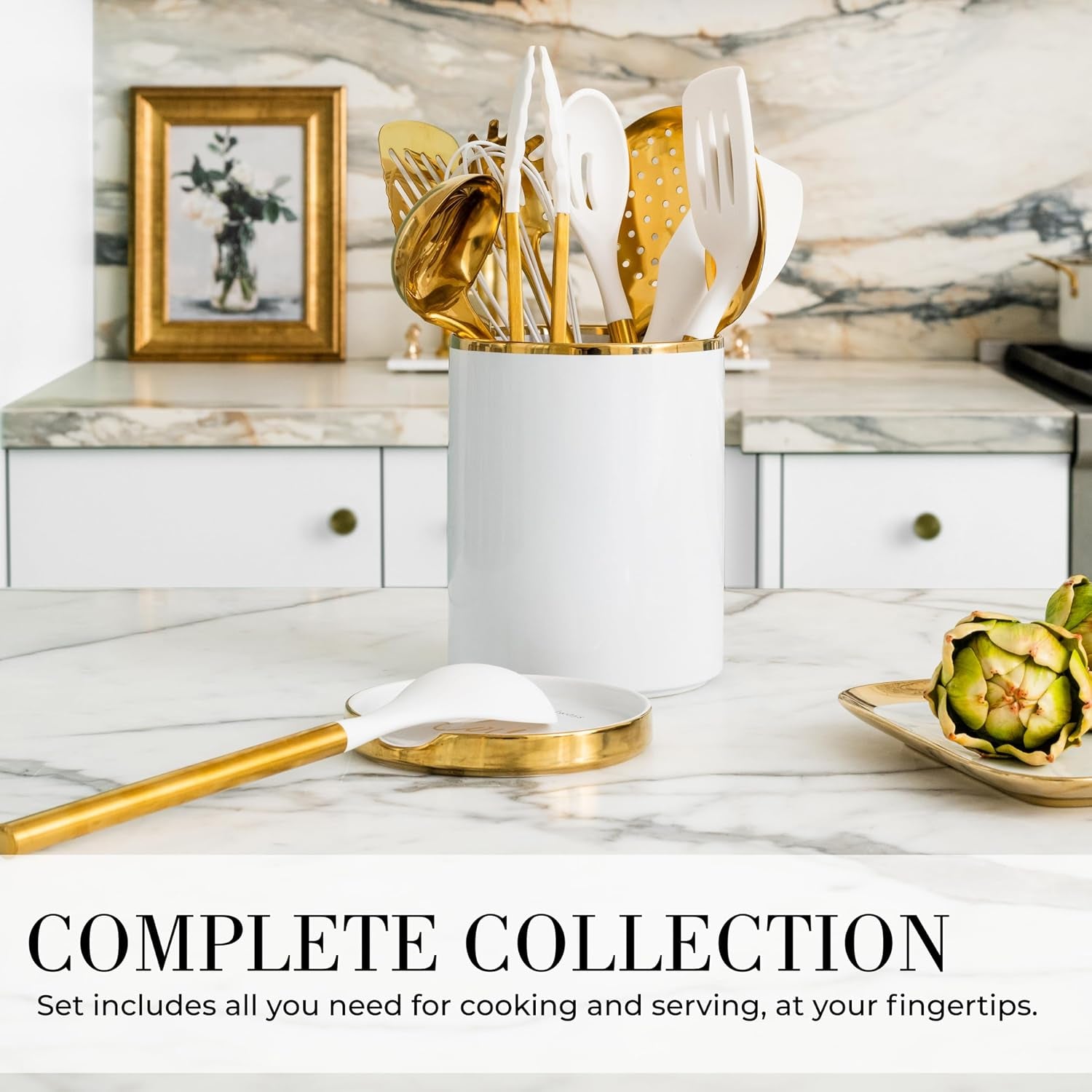 white-and-gold-cooking-utensils-set-13-piece-kitchen-set-with-white-ceramic-utensil-holder-and-stackable-gold-spoon-rest-luxury-kitchen-accessories-for-stylish-cooking