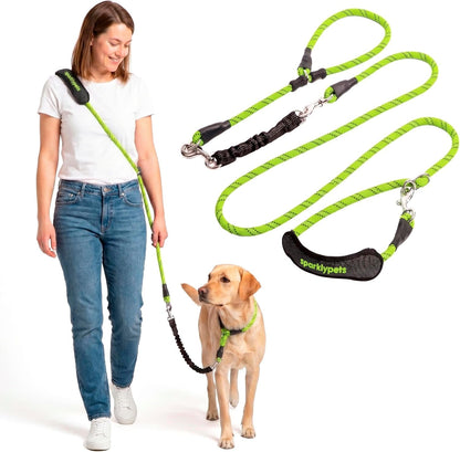 Sparklypets Double Dog Leash for 2 Dogs – Rope Bungee Dual Leash for Medium and Large Breeds with Padded Handles & Tangle Free (Teal, Medium/Large)26