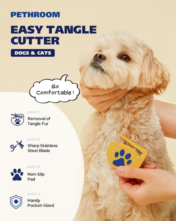 PETHROOM Easy Tangle Cutter for Dogs & Cats, Professional Dematting Tool | Cat Matted Fur Remover with Steel Blade, Safe & Gentle Pet Grooming Comb for Long & Medium Coats2