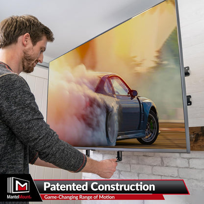 - MM340 above Fireplace Pull down TV Mount- Televisions 44" to 80" up to 90 Lbs - Safe Auto-Adjusting TV Mounts - Patented Motion Stops, Handles, Balancing Technology - Superior Steel4