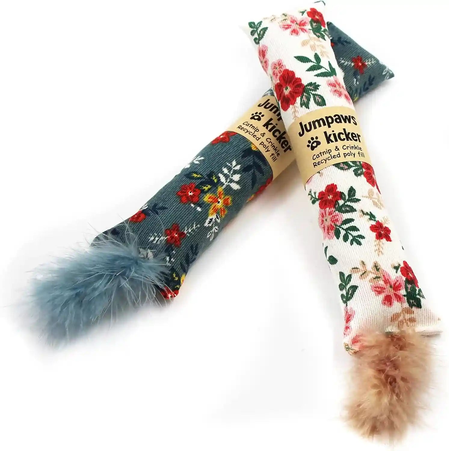 jumpaws-2-pack-natural-interactive-catnip-silvervine-cat-kicker-with-feathers-bite-resistant-chew-toy-crinkle-kicker-accessories-for-indoor-cat-premium-corduroy-floral