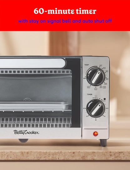 9L 2-Slice Toaster Oven, 1000 Watts, BC-5665B, Black/Silver | Chrome Plated Front, Stainless Steel Handle, Bake, Broil & Toast Functions, Easy Control Dials, Includes Baking Pan & Rack5