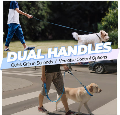 VIVAGLORY Double Handle Dog Leash Twingrip, 6Ft X 1In, Navy | Dog Leash for Collar with Traffic Handle & 2 Loop for Walking & Training, Traffic Control Reflective Heavy Duty Puppy Pet2
