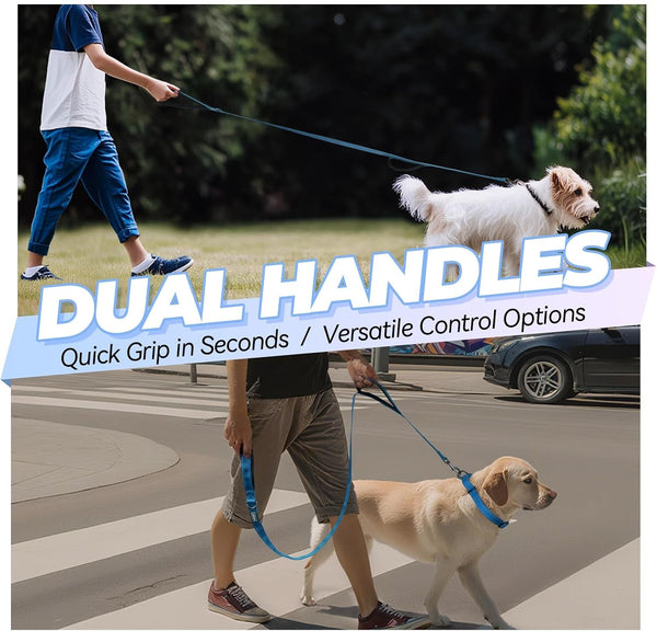 VIVAGLORY Double Handle Dog Leash Twingrip, 6Ft X 1In, Navy | Dog Leash for Collar with Traffic Handle & 2 Loop for Walking & Training, Traffic Control Reflective Heavy Duty Puppy Pet2