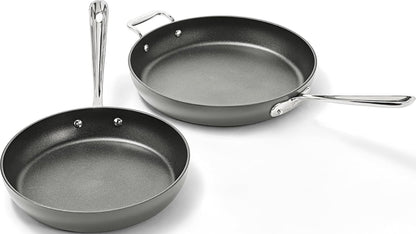 All-Clad E1002S63 HA1 Hard Anodized Nonstick Fry Pan Cookware Set, 10 Inch and 12 Inch Fry Pan, 2 Piece, Grey | Versatile Frying Pans Set with Glass Lids, Scratch-Resistant Exterior, Dishwasher Safe, Oven Safe up to 500°F1