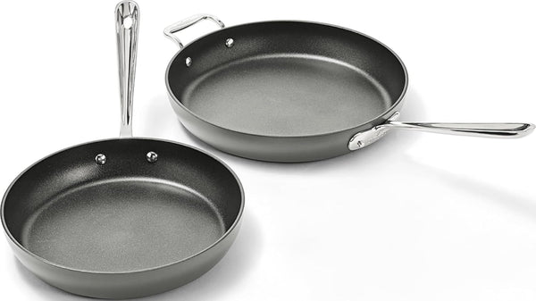 All-Clad E1002S63 HA1 Hard Anodized Nonstick Fry Pan Cookware Set, 10 Inch and 12 Inch Fry Pan, 2 Piece, Grey | Versatile Frying Pans Set with Glass Lids, Scratch-Resistant Exterior, Dishwasher Safe, Oven Safe up to 500°F1