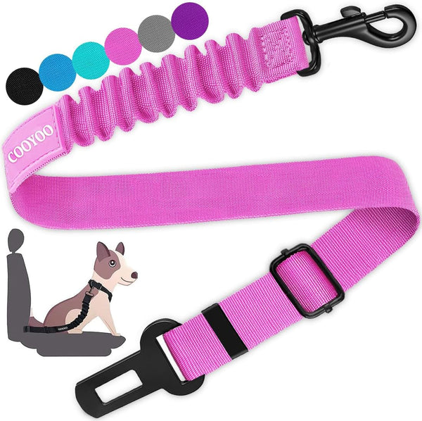 COOYOO Dog Seat Belt, Durability Retractable Dog Car Harness Adjustable Dog Seat Belt for Vehicle Nylon Pet Safety Seat Belts Heavy Duty & Elastic (1 Pack Black)23