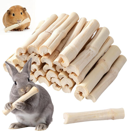2Lb Sweet Bamboo Chew Sticks for Rabbits & Guinea Pigs - Natural Molar Teething Treats, 60-75 Sticks, Dental Grinding Toys for Hamsters, Chinchillas, Rats & Small Animals10