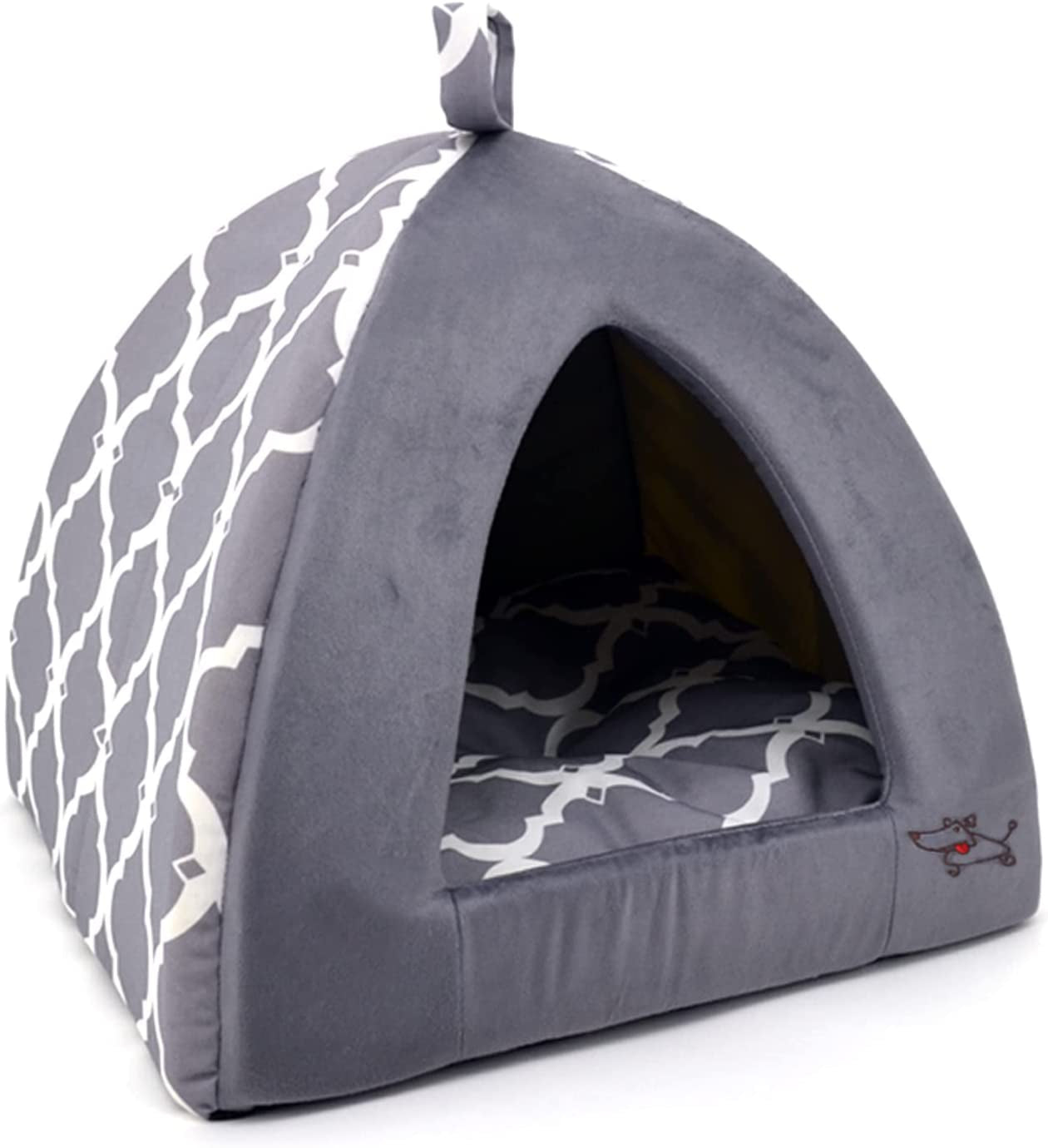 best-pet-supplies-cat-bed-for-indoor-cat-domed-tent-house-with-removable-pillow-covered-cat-cave-for-small-dog-puppies-and-all-breeds-of-cats-tan-19-x-19-x-h-19