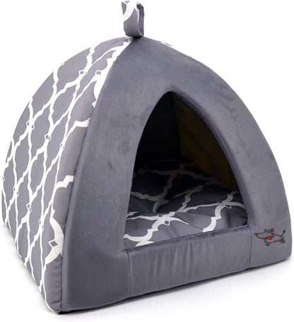 Best Pet Supplies Cat Bed for Indoor Cat, Domed Tent House with Removable Pillow, Covered Cat Cave for Small Dog, Puppies and All Breeds of Cats - Tan, 19 X 19 X H:19"10