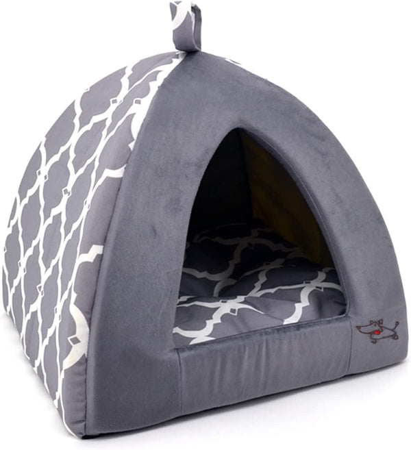 Best Pet Supplies Cat Bed for Indoor Cat, Domed Tent House with Removable Pillow, Covered Cat Cave for Small Dog, Puppies and All Breeds of Cats - Tan, 19 X 19 X H:19"10
