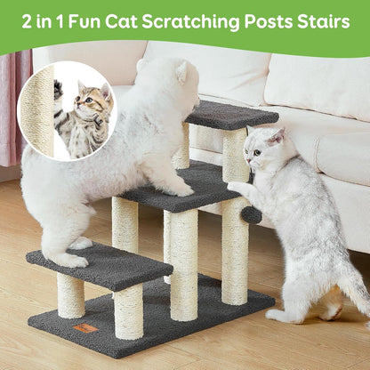 Pawque Dog Stairs & Cat Scratching Post Pet Steps for High Beds Couch | High-Strength Boards Holds up to 150 Lbs for Indoor Small Cats Kittens Dogs Climbing Playing, 3 Combination Options, 3 Steps2
