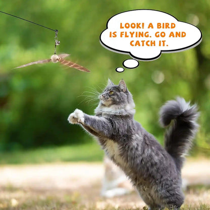 JXFUKAL Cat Wand Toys, Interactive Cat Toys with 3 Feather Refills, 29'' Flexible Steel Wire, Sturdy Wood Handle & Bell for Kitty Kitten, Cat Toys for Indoor Cats Teaser Cat String Toy6