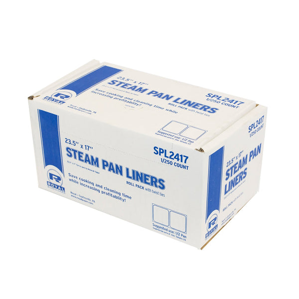 Royal 1/2 Pan Steam Pan Liners with Twist Ties, Package of 2502