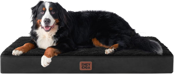 EHEYCIGA Orthopedic Dog Bed Large with Removable Washable Cover,Grey,41X27 | Egg Crate Foam Support,Durable Oxford Fabric,Non-Slip Bottom,Machine Washable,Soft Waterproof Plush Pet Bed Mat for Crate25