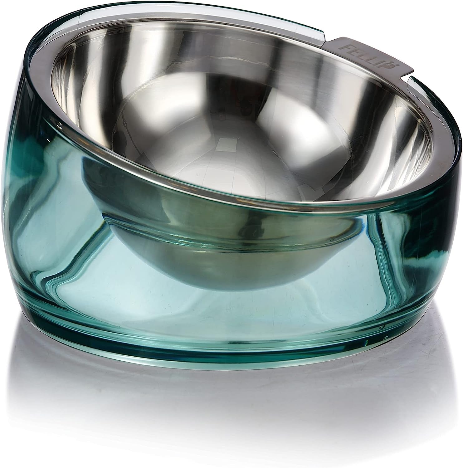 felli-oblik-elevated-cat-bowl-removable-stainless-steel-wide-dish-for-dry-wet-food-feeding-dishwasher-clean-slanted-whisker-fatigue-friendly-metal-plate-classic-0-5-cups-shallow-dish