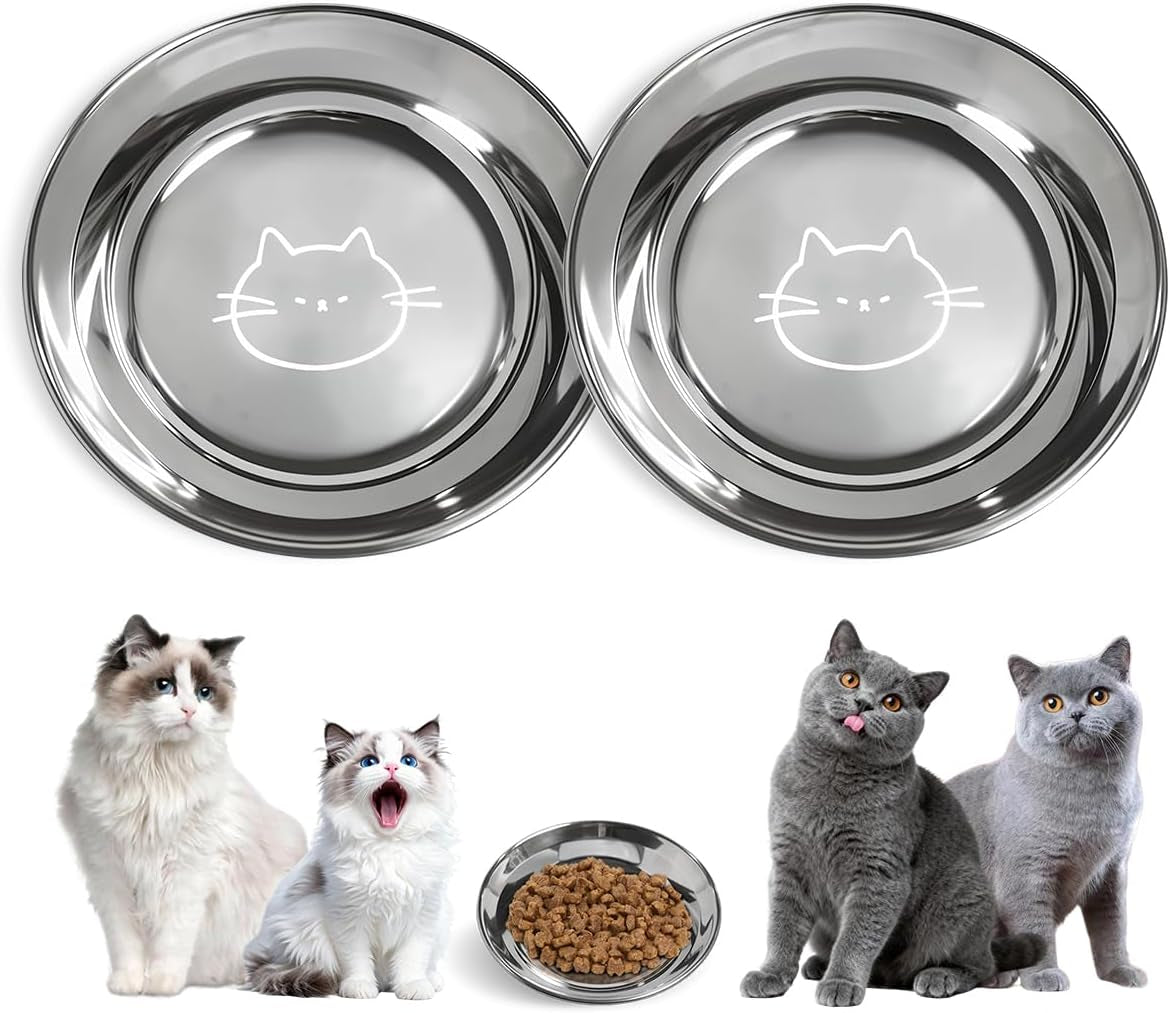 stainless-steel-cat-bowls-food-dishes-for-indoor-cats-cats-shallow-whisker-friendly-6-4inches-cat-food-water-dishes-bowls-whisker-fatigue-relief-dishwasher-safe-2pcs